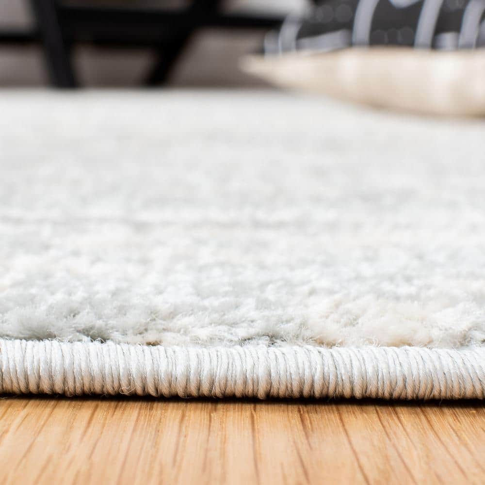Ivory and Light Grey Geometric Square Area Rug