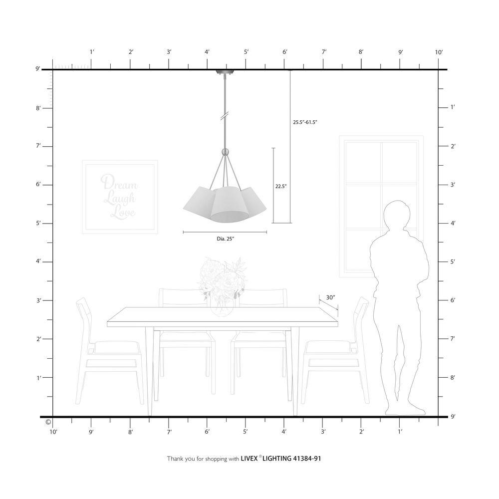 Prato Modern 4-Light Chandelier with Oatmeal Fabric Shade