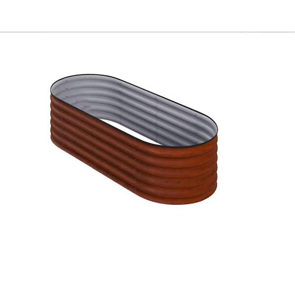 6.5 ft. x 2 ft. x 1.4 ft. Brown Metal Galvanized Outdoor Raised Garden Bed Kit with Safety Edging, Stock Tank for Garden