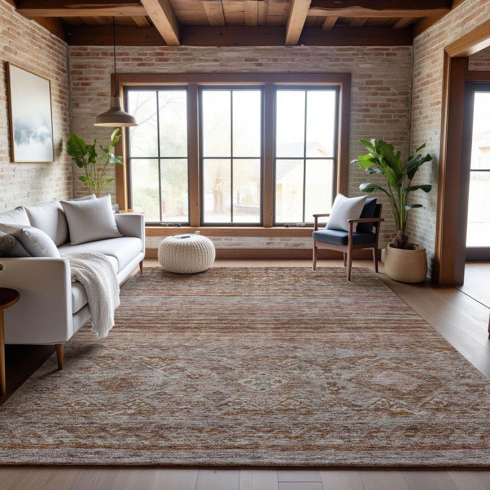 Mayfield Premium Machine Washable Abstract AMF1219 Copper 10 ft. x 14 ft. Area Rug price history on PriceWatchPro