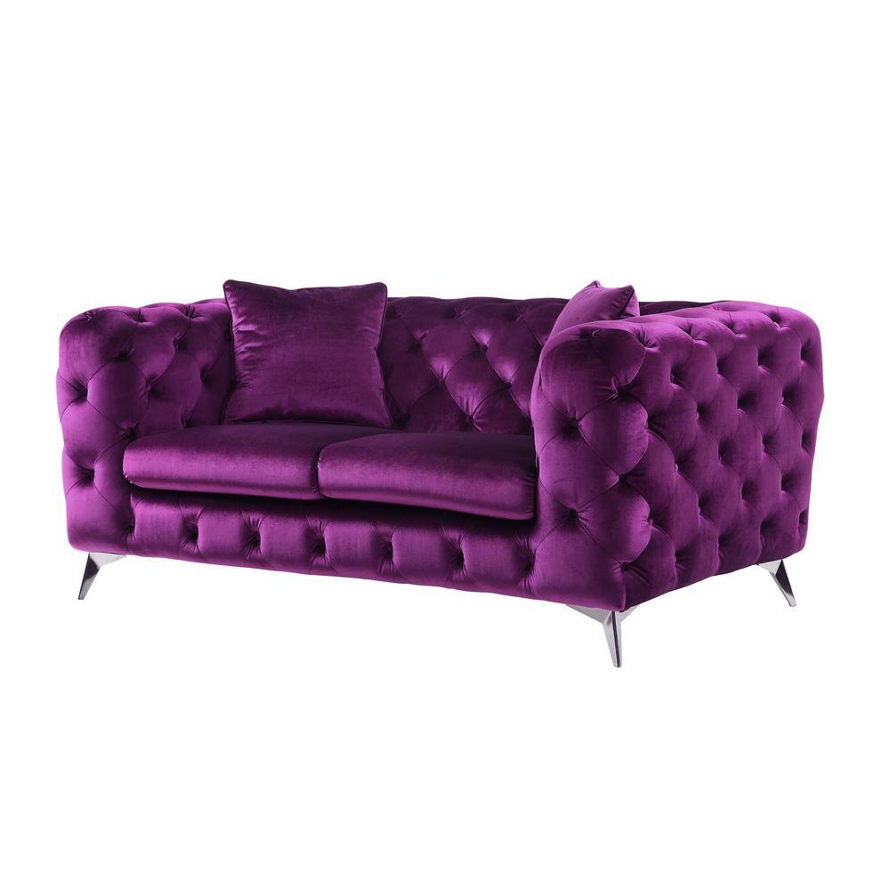 Atronia 71" Purple Velvet Tufted Loveseat with Wood Frame