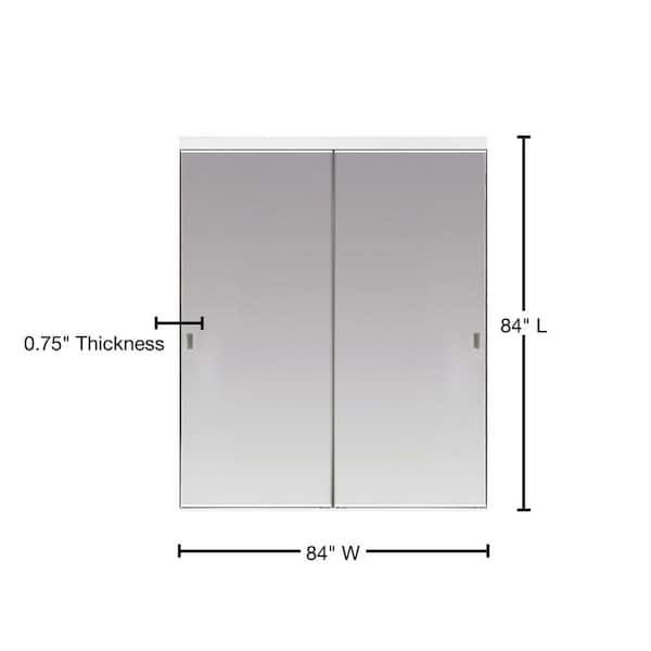84 in. x 84 in. Polished Edge Backed Mirror Aluminum Frame Interior Closet Sliding Door with White Trim