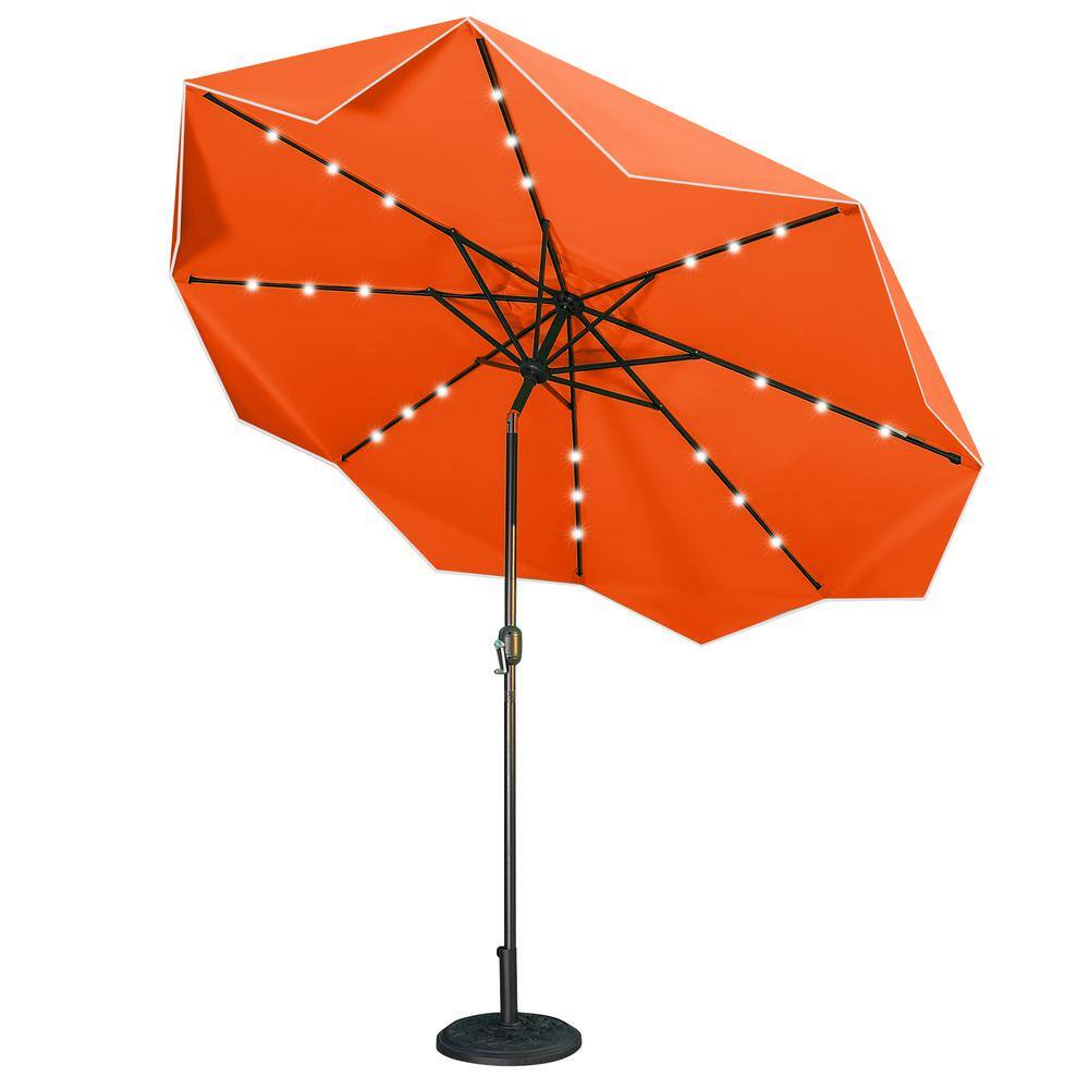 PHI VILLA 10 ft. Metal Market Solar Tilt Patio Umbrella with Lights and