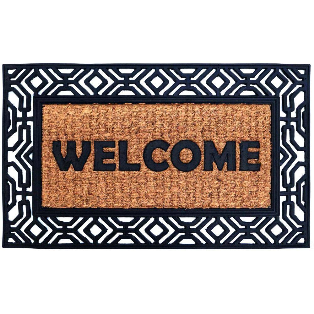"Natural Coir and Non-Slip Rubber Doormat with Embossed Design Fiber Floor Mat Entryway 18x30"", Classic Welcome" price history on PriceWatchPro