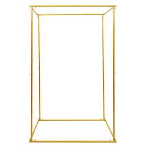 70.86 in. x 44.88 in. Gold Metal Square Wedding Arch Stand Backdrop Wedding Arch Drapes Arbor