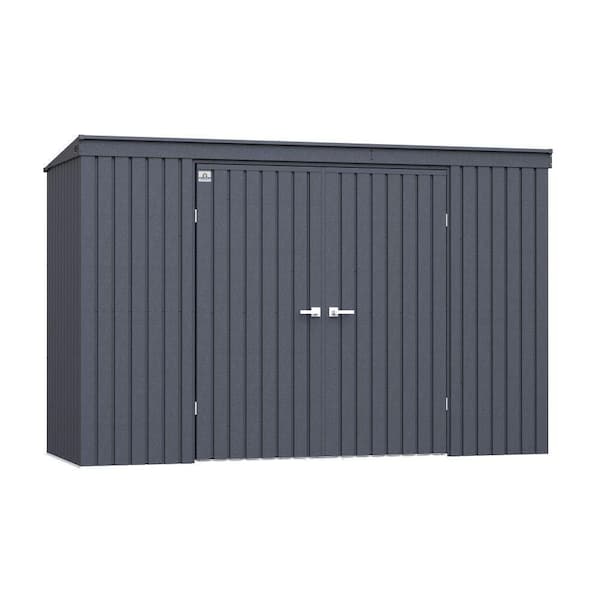 Elite 10 ft. W x 4 ft. D Anthracite Metal Premium Vented Corrosion Resistant Steel Storage Shed 35 sq. ft.