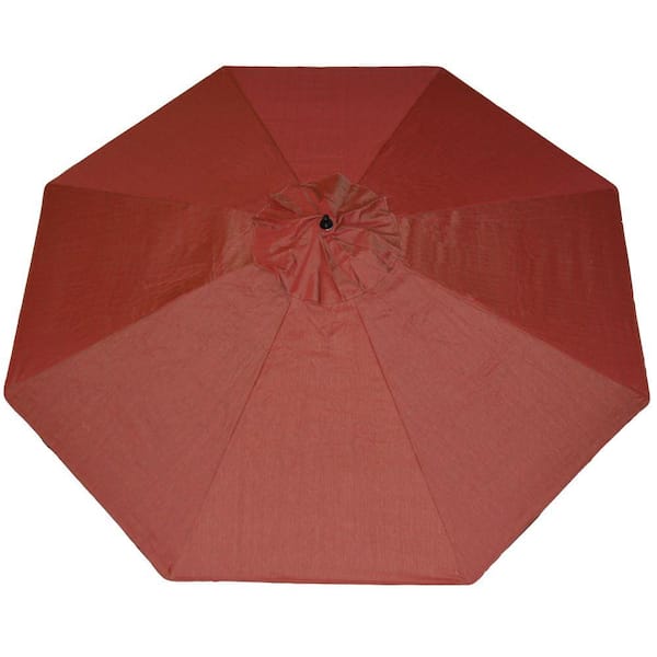 Plantation Patterns 11 ft. Patio Umbrella in Chili Red Textured-DISCONTINUED