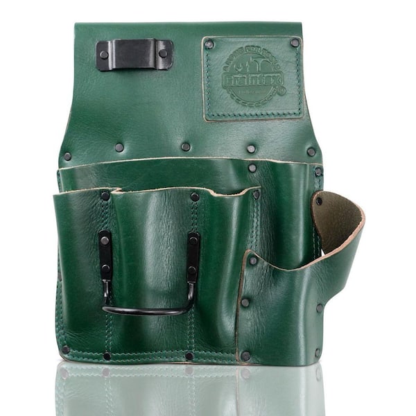 7-Pocket Emerald Green Top Grain Leather Left Handed Drywall Pouch