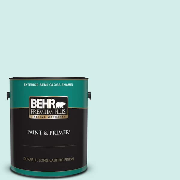 BEHR PREMIUM PLUS 1 gal. #510C-1 Ionic Sky Semi-Gloss Enamel Exterior Paint & Primer