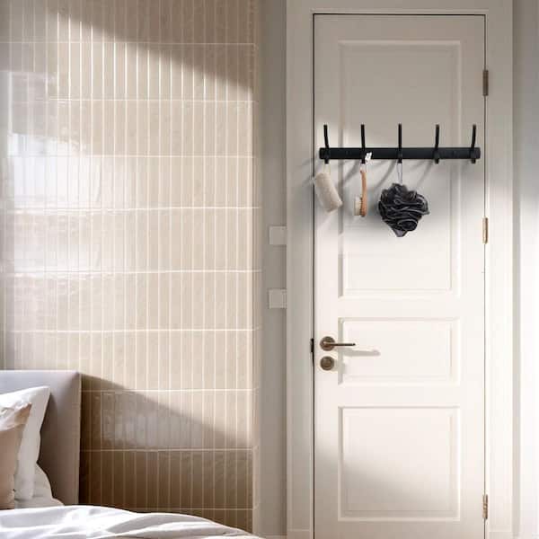 Aluminum Wall Mounted J-Hook Robe/Towel Hook Coat Rack Hook Rail with 5 Hooks in Matte Black