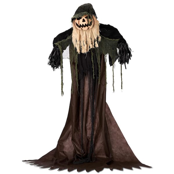 68 in. Outdoor Life Size Animatronics Wizard with Pumpkin Face Halloween Animatronic