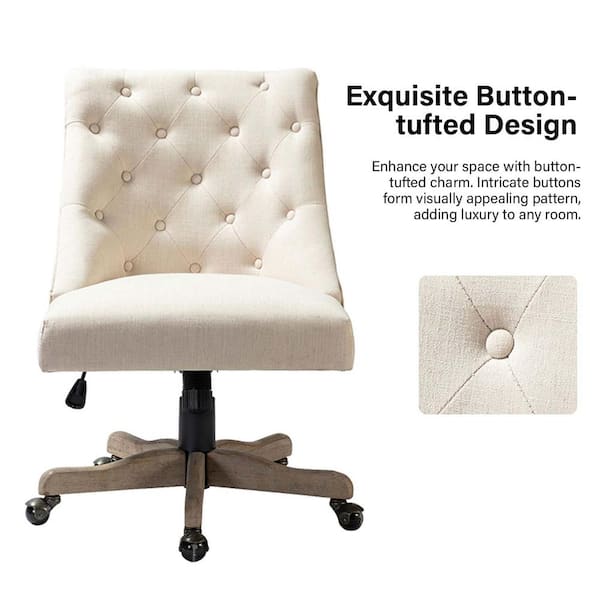 JAYDEN CREATION Jovita Beige Button-Tufted Upholstered 17.5