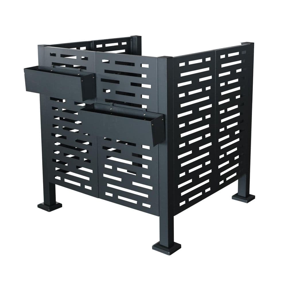 3.75 ft. x 3.5 ft. Air Conditioner Fence for Outdoor Units, 3-Fence Panels Metal Flat Privacy Fence Cover, Black price history on PriceWatchPro