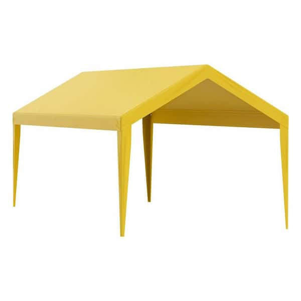 10 x 20 ft. Carport Replacement Canopy Cover: Heavy-duty waterproof UV-protected Easy install with ball bungees Yellow