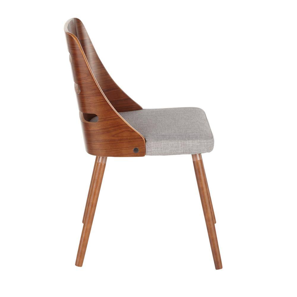 Gray Upholstered Ladderback Side Chair with Walnut Wood