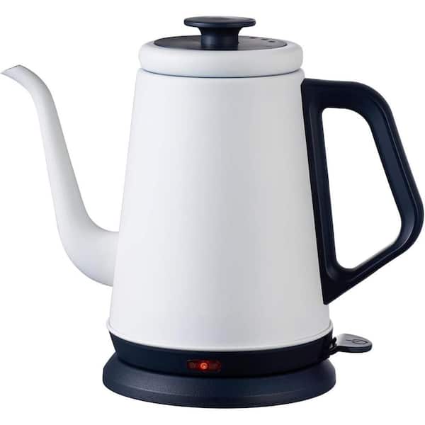 4-Cup White Gooseneck Electric Kettle, Stainless Steel Tea Kettle with Auto Shut-Off Protection