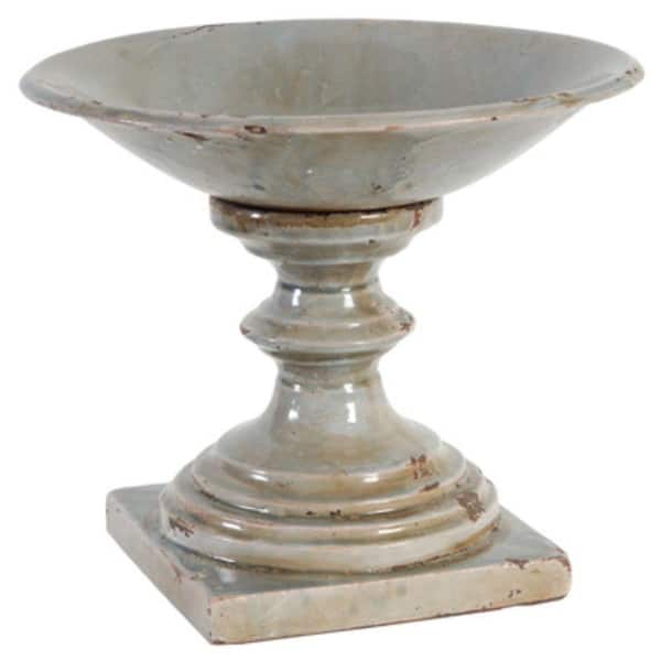 Benjara Gray Footed Centerpiece Ceramic Bowl