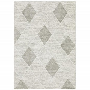 3' X 5' Grey And Ivory Geometric Power Loom Stain Resistant Area Rug