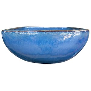 16 in. Lagos Blue Ceramic Bowl Planter