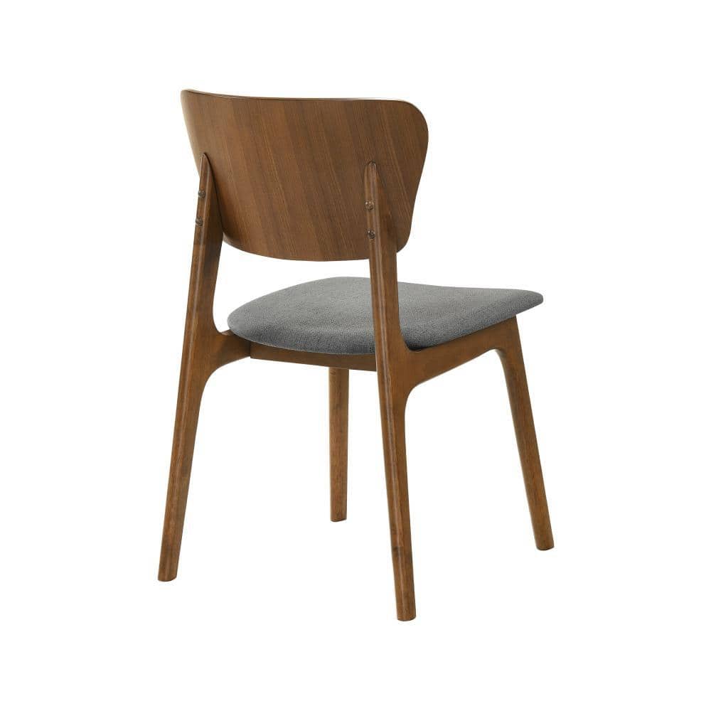 Kalia Charcoal Upholstered Walnut Wood Side Dining Chair Set of 2