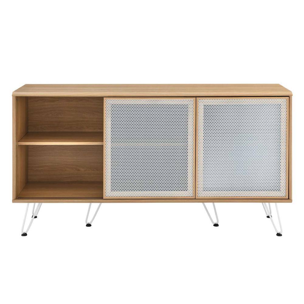 Nomad Modern Oak Sideboard with Sliding Metal Mesh Doors