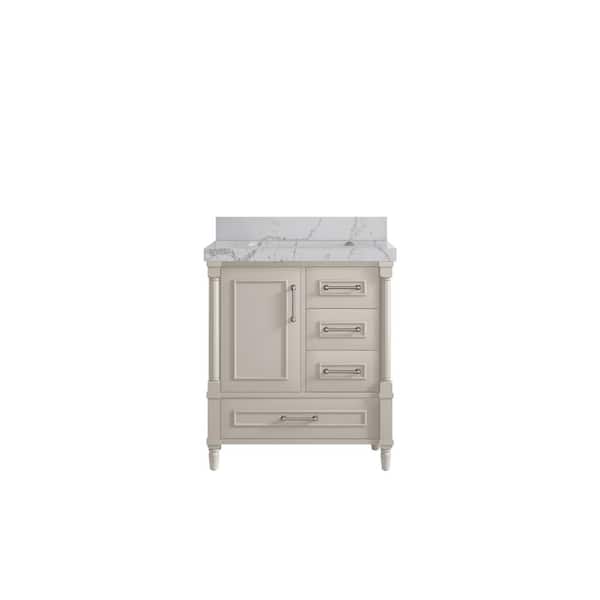 Willow Collections Hudson 30 in. W x 22 in. D x 36 in. H Single Sink Bath Vanity Center in Fine Grain with 2 in. Venatino Qt. Top