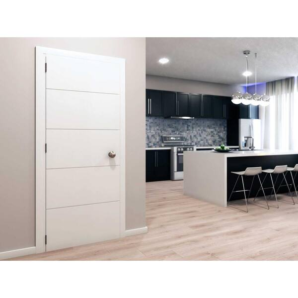 30 in. x 80 in. x 1-3/8 in. Contemporary U-Grooved Design (Atlanta) White Primed Core Flush Wood Interior Slab Door 30 in. x 80 in. x 1-3/8 in. Contemporary U-Grooved Design (Atlanta) White Primed Core Flush Wood Interior Slab Door