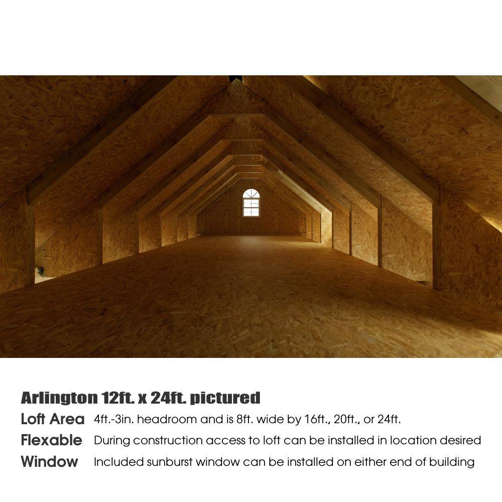 Arlington 12' x 24' Gray Wood Storage Shed Kit with Windows