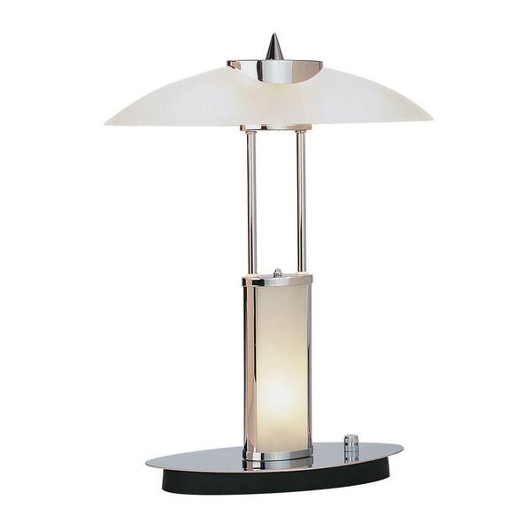 Illumine Designer Collection 17.5 in. Chrome Desk Lamp with Frost Glass Shade