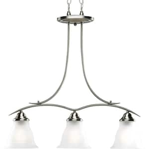 Trinity Collection 3-Light Brushed Nickel Etched Glass Traditional Chandelier Light
