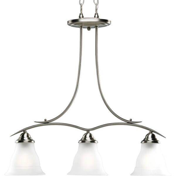 Progress Lighting Trinity Collection 3-Light Brushed Nickel Etched Glass Traditional Chandelier Light