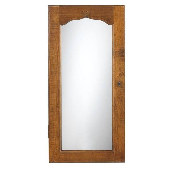 Unbranded Provence Wall Mount Jewelry Armoire with Mirror in Chestnut
