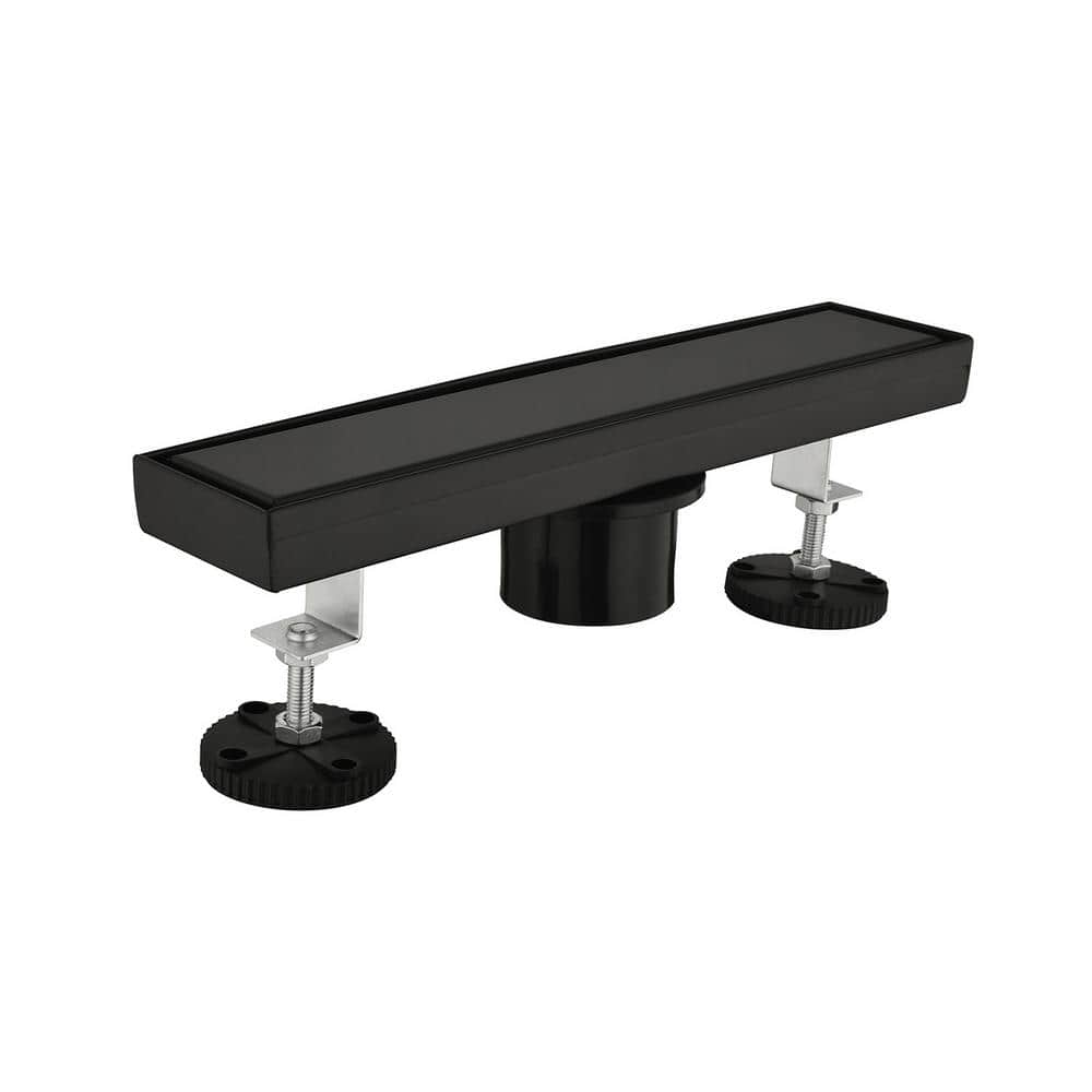 12 in. Linear Shower Drain, Included Hair Strainer and Leveling Feet in Matt Black price history on PriceWatchPro