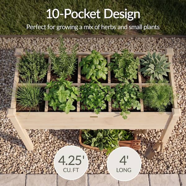 Best Choice Products 4.0 ft. x 2.0 ft. Wood Elevated 10-Pocket