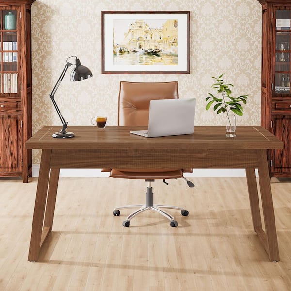 BYBLIGHT Capen 55 in. Rectangle Brown Engineered Wood 1-Drawer