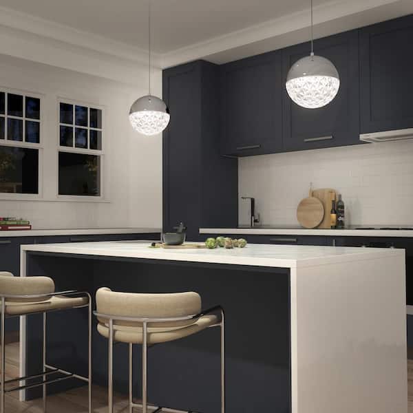 Artika Carat Ball 15-Watt 1 Light Chrome Modern 5 CCT Integrated LED Mini Pendant Light Fixture for Kitchen Island