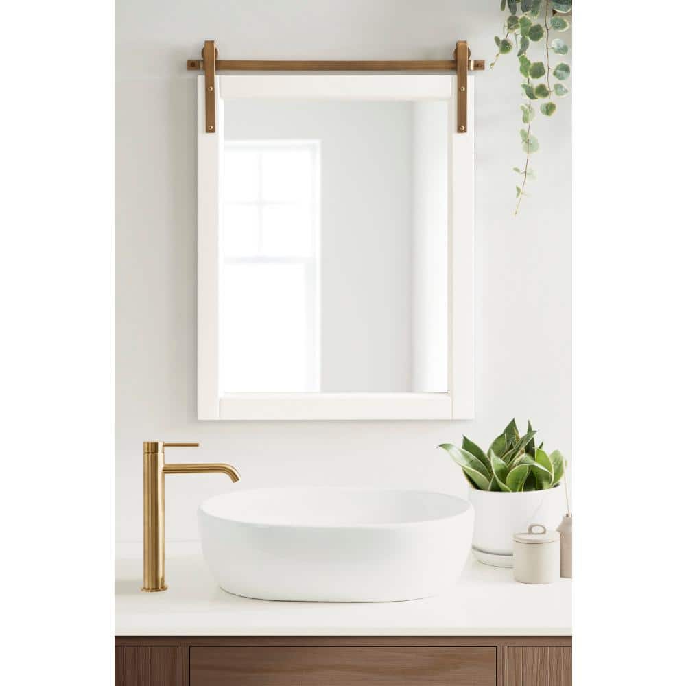 White and Gold Rectangular Wood Framed Wall Mirror