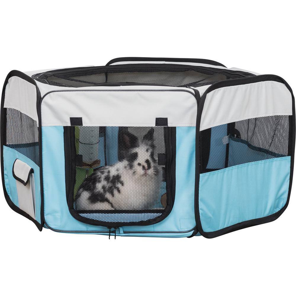 Medium Turquoise Soft-Sided Nylon Mobile Playpen for Pets