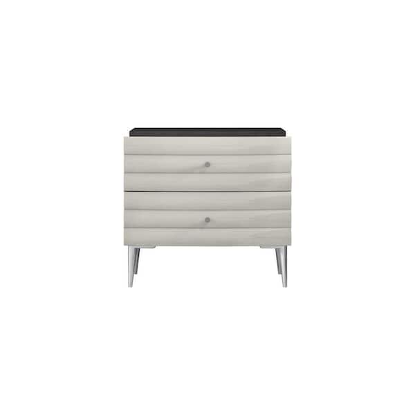 HomeRoots Gray 2 Drawer 24 in. W Nightstand