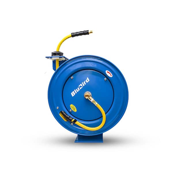 1/2 in. x 75 ft. Heavy Duty Rubber Air Hose and Single Arm Powder-Coated Steel Hose Reel