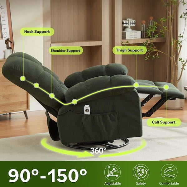 Z-joyee Green Fabric Recliners Vibration Massage and Lumbar