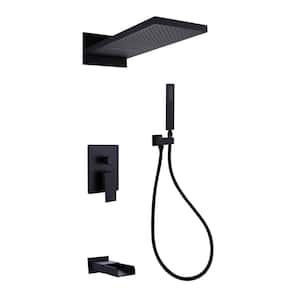 Single Handle 2-Spray Tub and Shower Faucet 4.4 GPM in. Matte Black Valve Included