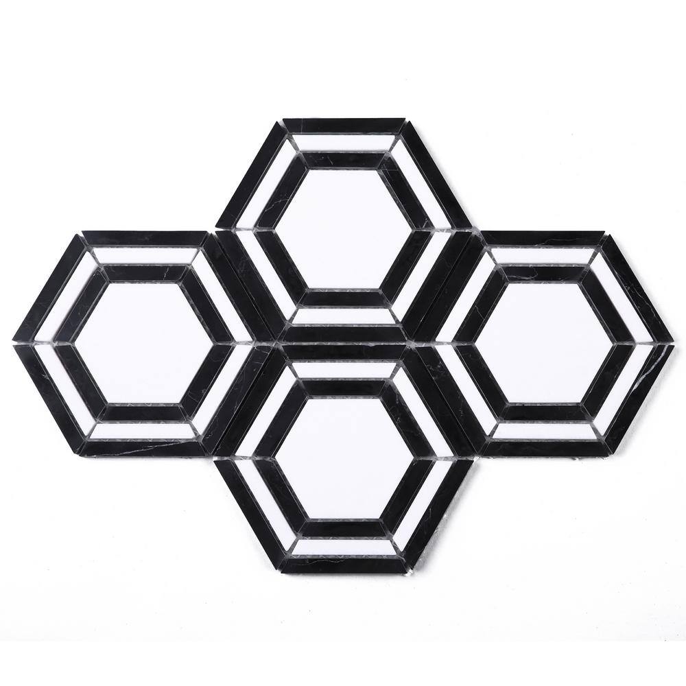 Interspace White and Black 10.63 in. x 12.01 in. Honeycomb Polished Marble Mosaic Tile Sample price history on PriceWatchPro