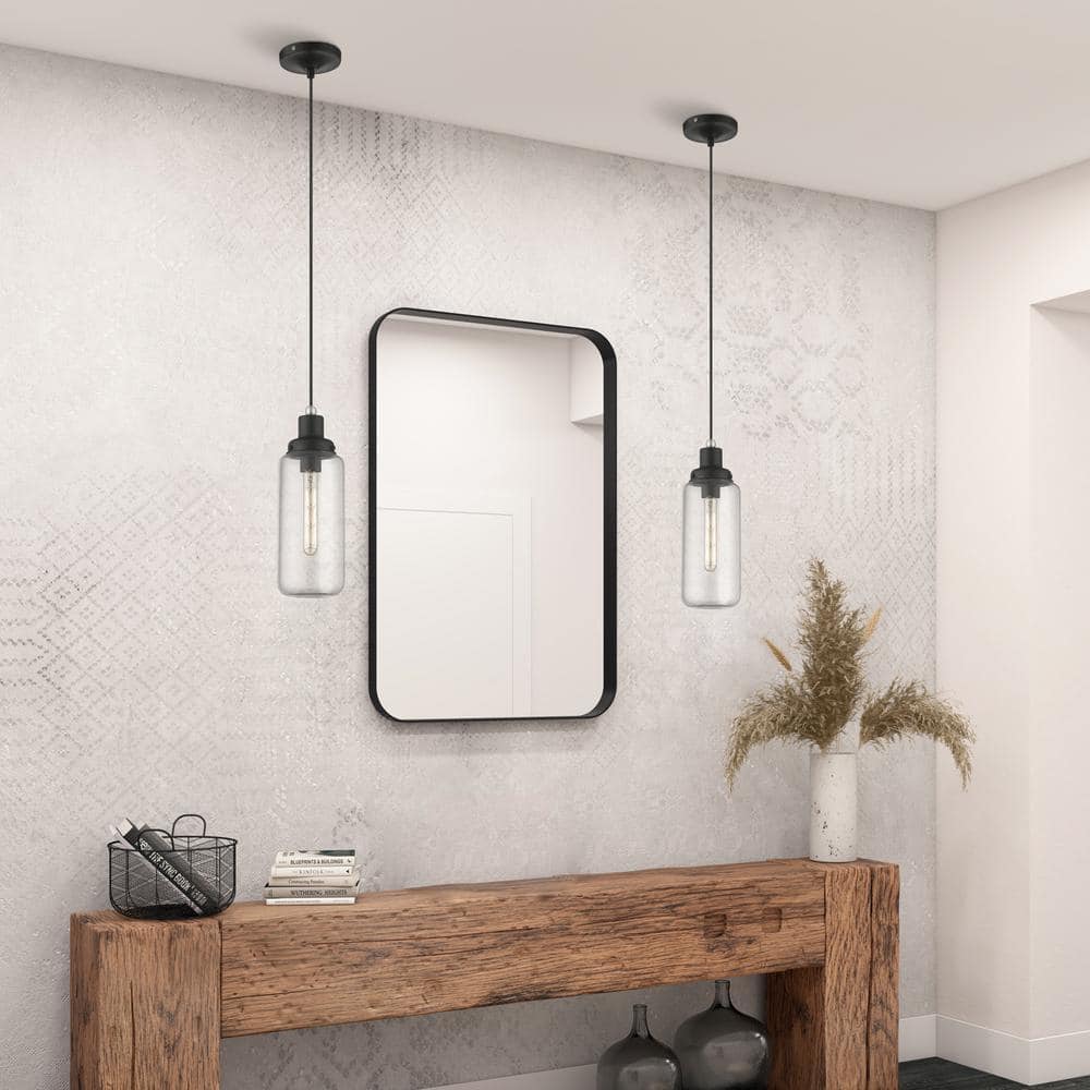 Black and Brushed Nickel Mini Pendant with Clear Glass Shade