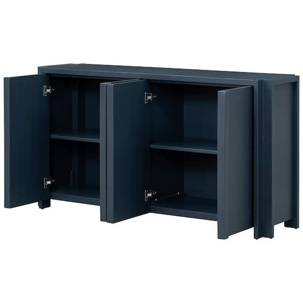 60 in. W x 16 in. D x 32 in. H Bathroom Navy Blue Linen Cabinet