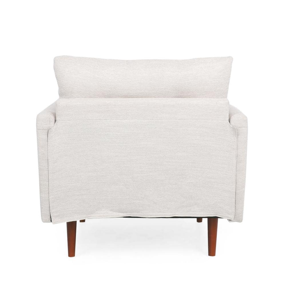 Beige and Walnut Mid-Century Modern Club Accent Chair