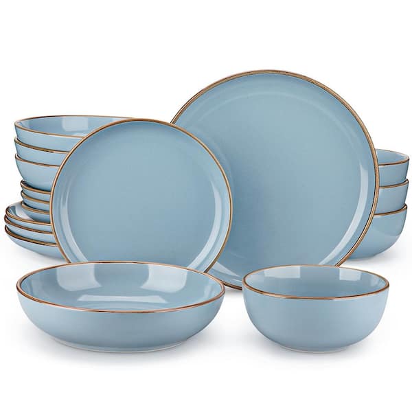 vancasso 16 Piece Modern Stoneware Blue Dinnerware Set Tableware (Service for 4)