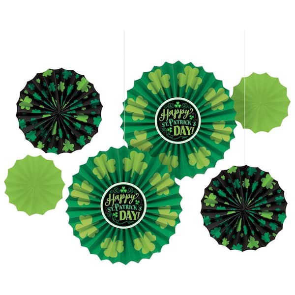 Amscan St. Patrick's Day Paper Fan Decoration Assortment (6-Count, 2-Pack)