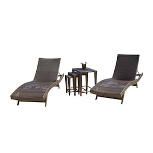 Salem Brown Faux Rattan Outdoor Patio Chaise Lounge (Set of 5)