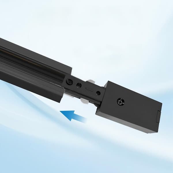 Black H Track Single Circuit Live End Power Feed Track Lighting Connector